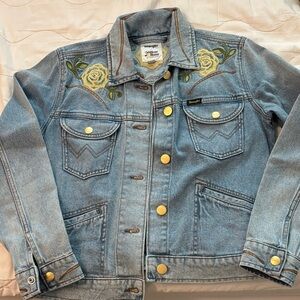 Wrangler Blue Denim Jacket with Yellow Embroidery